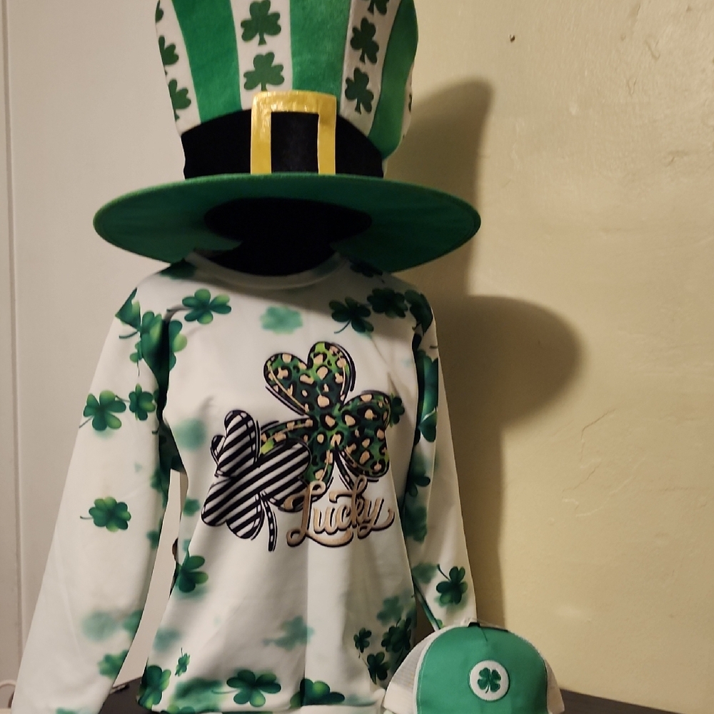 Festive Shamrock Kids Costume Set - Green and White